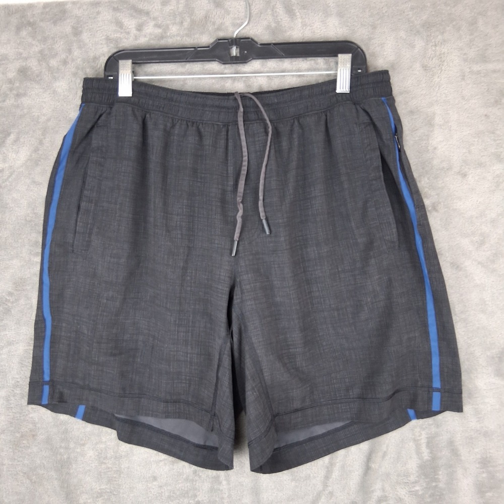 Lululemon THE Short Mens XXL Black Gray Lined Drawstring Running Trainning